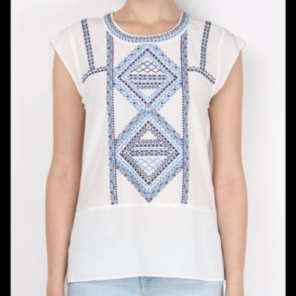 Veronica Beard Baja Embroidered Blouse